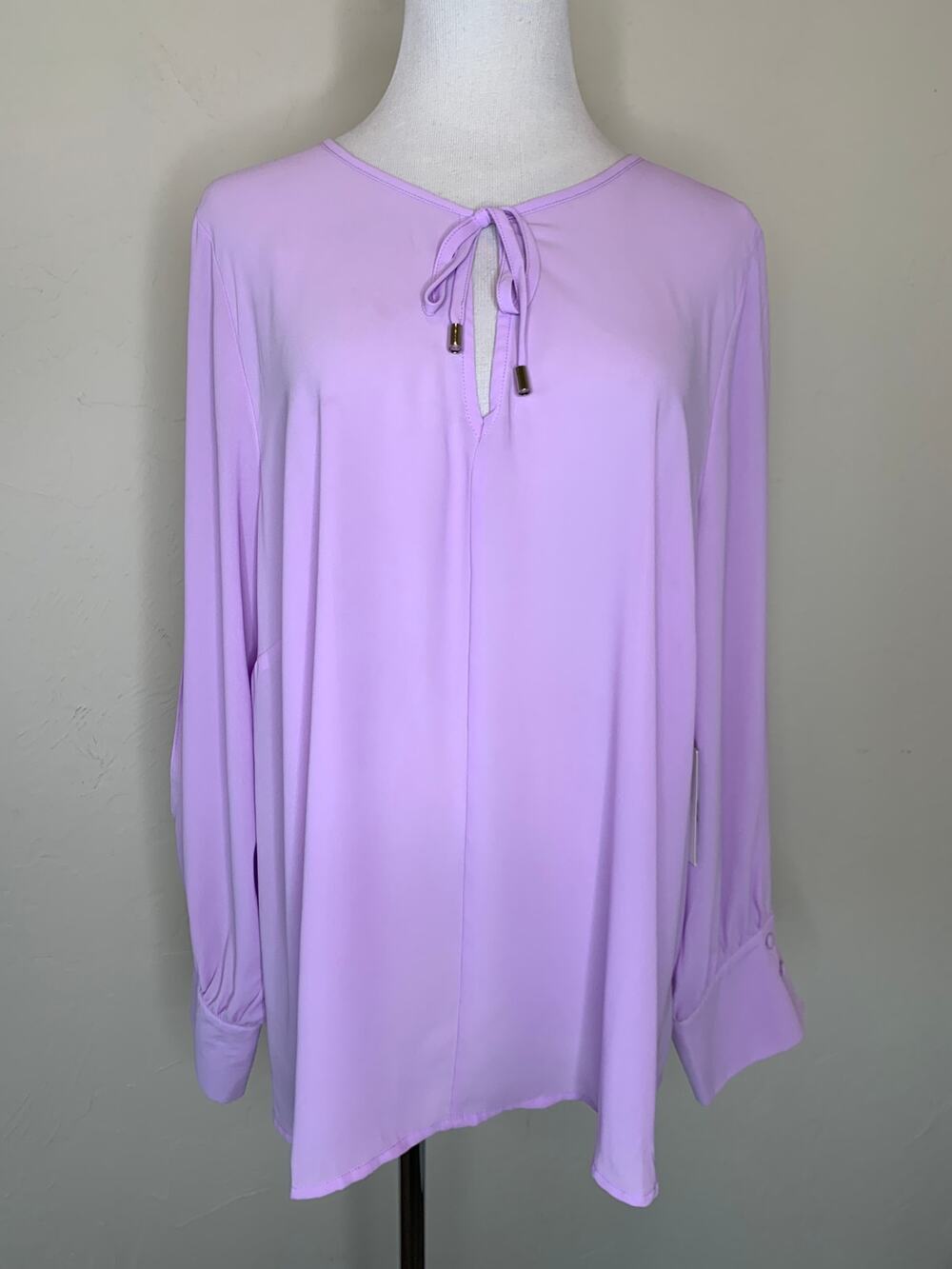 NWT Eloquii Lavender Blouse Sz 20 Trumpet Sleeve Flowy Chiffon